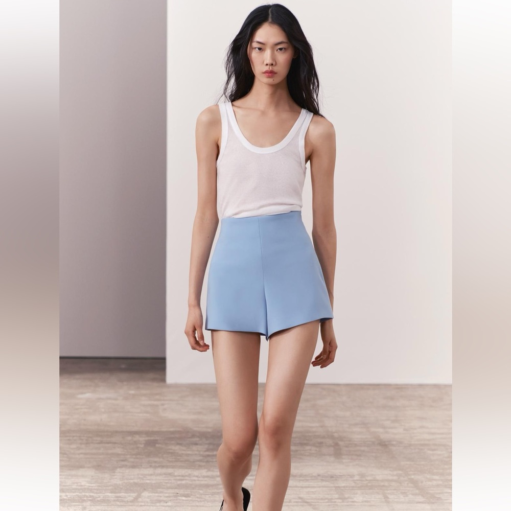 Zara High Waist Shorts ZW Collection Light Blue 2690/186